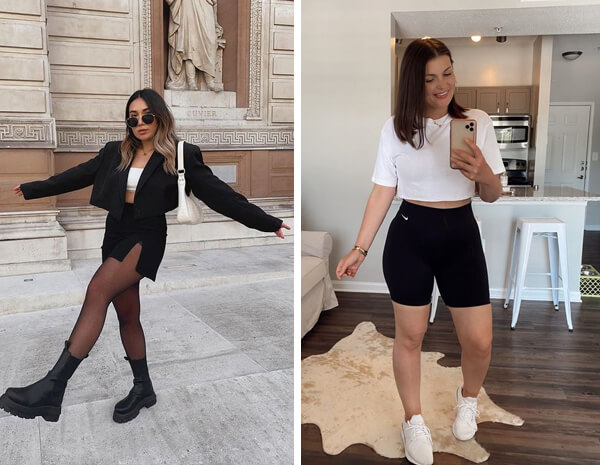 foto de dois looks com peças que são consideradas tendências